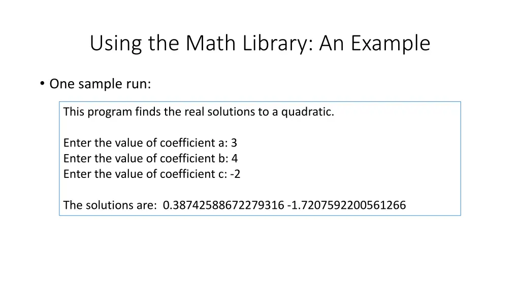 using the math library an example 2