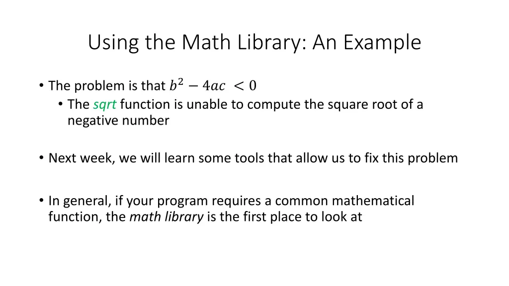 using the math library an example 4