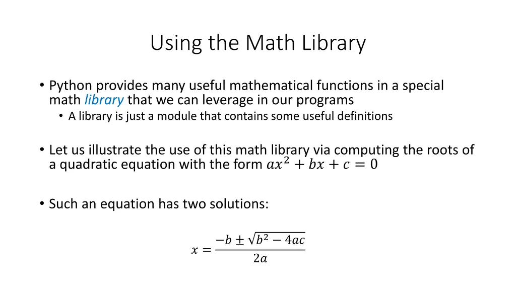 using the math library