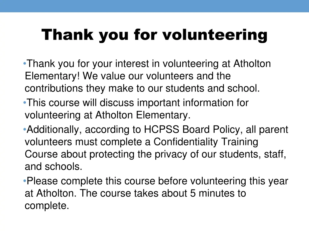 thank you for volunteering