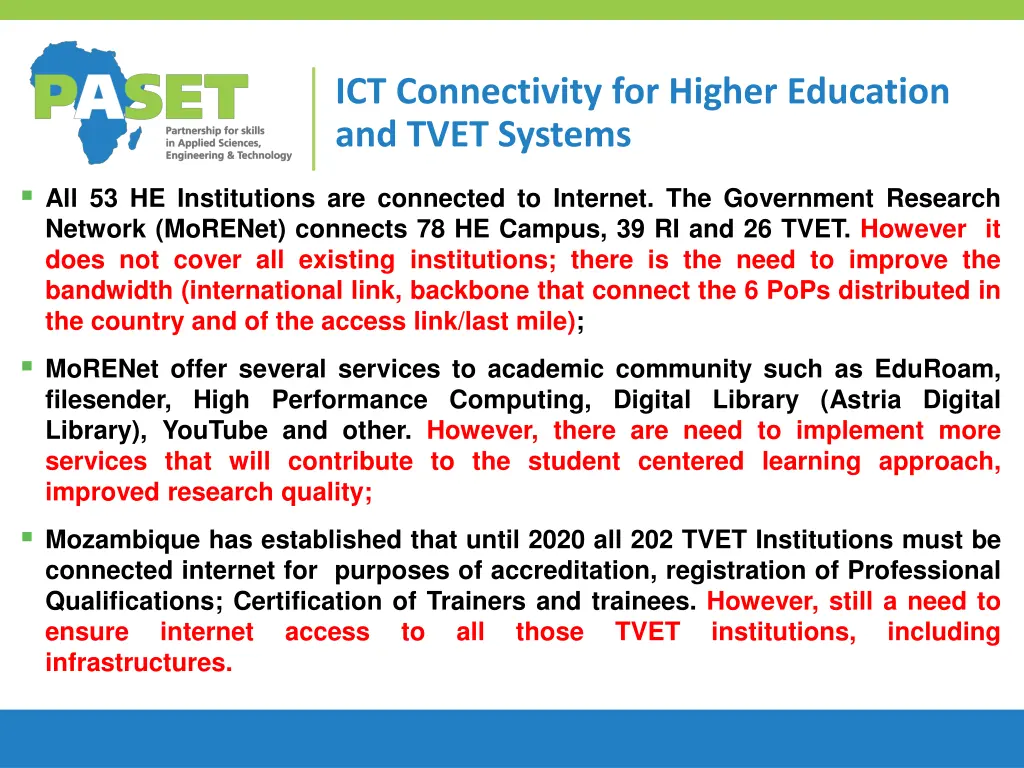 ict connectivity for higher education and tvet