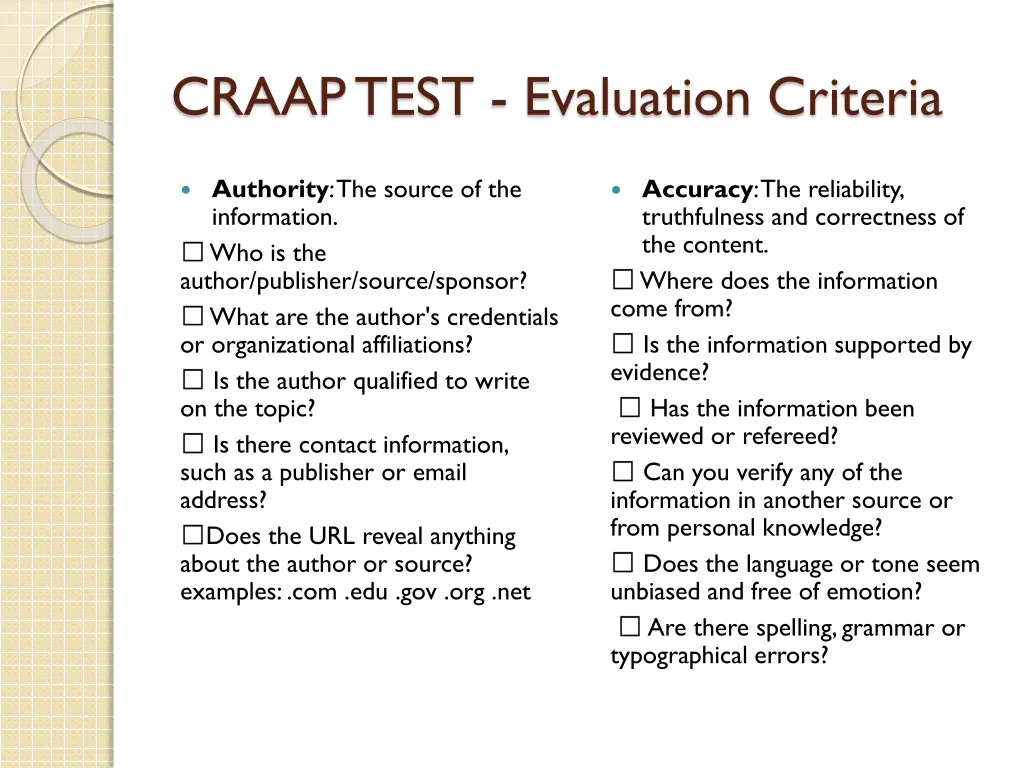 craap test evaluation criteria 1