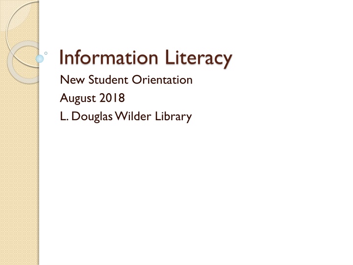 information literacy new student orientation