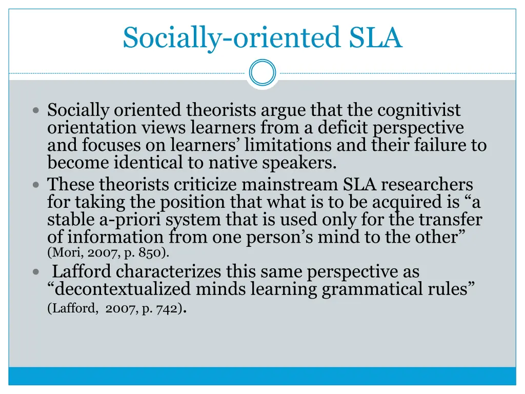 socially oriented sla