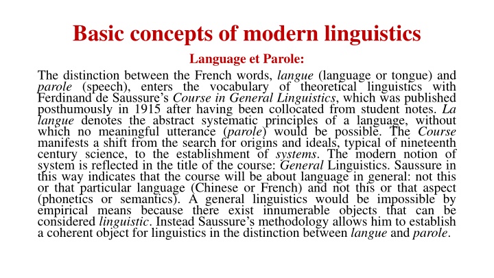 basic concepts of modern linguistics language