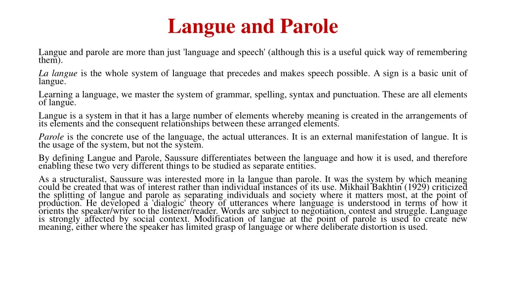 langue and parole 2