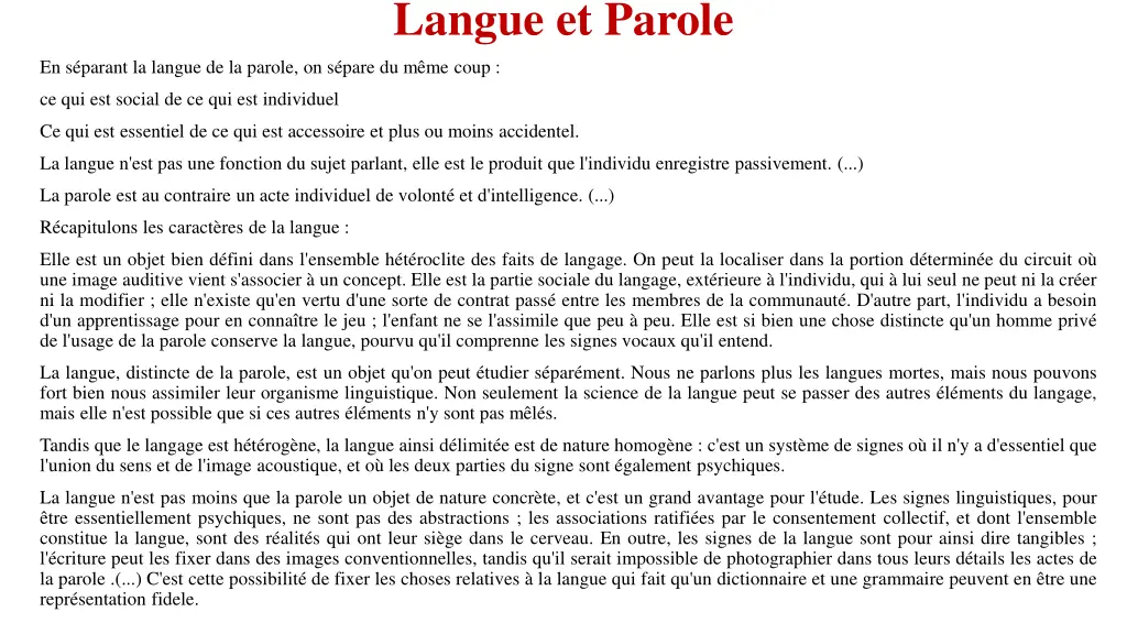 langue et parole