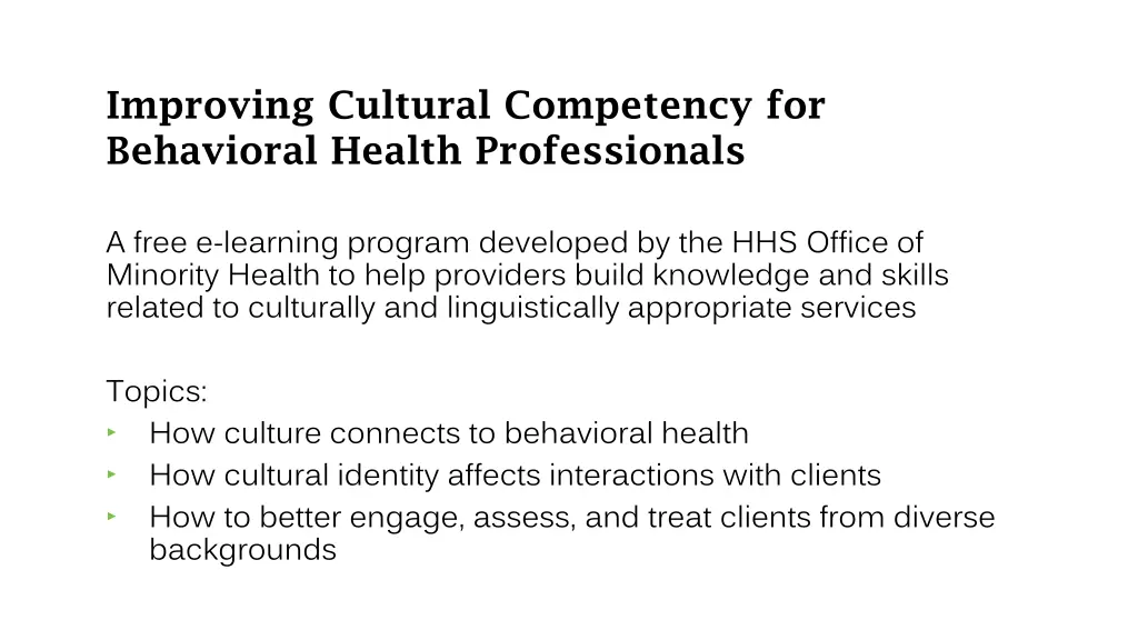 improving cultural competency for behavioral