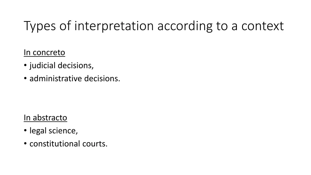 types of interpretation according to a context