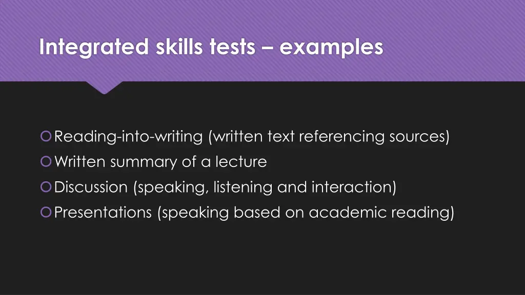 integrated skills tests examples