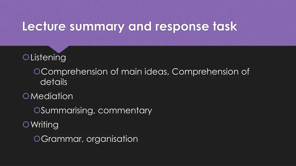 lecture summary and response task