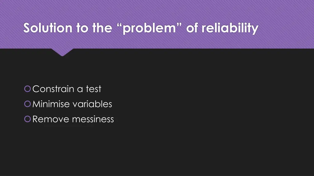 solution to the problem of reliability