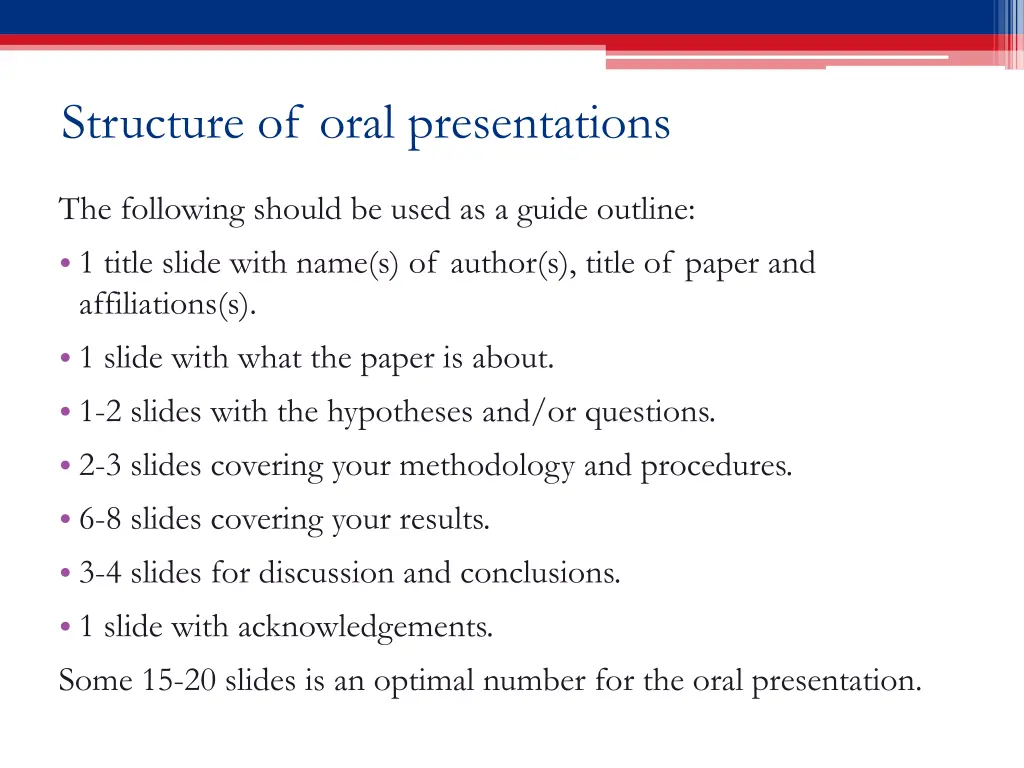 structure of oral presentations