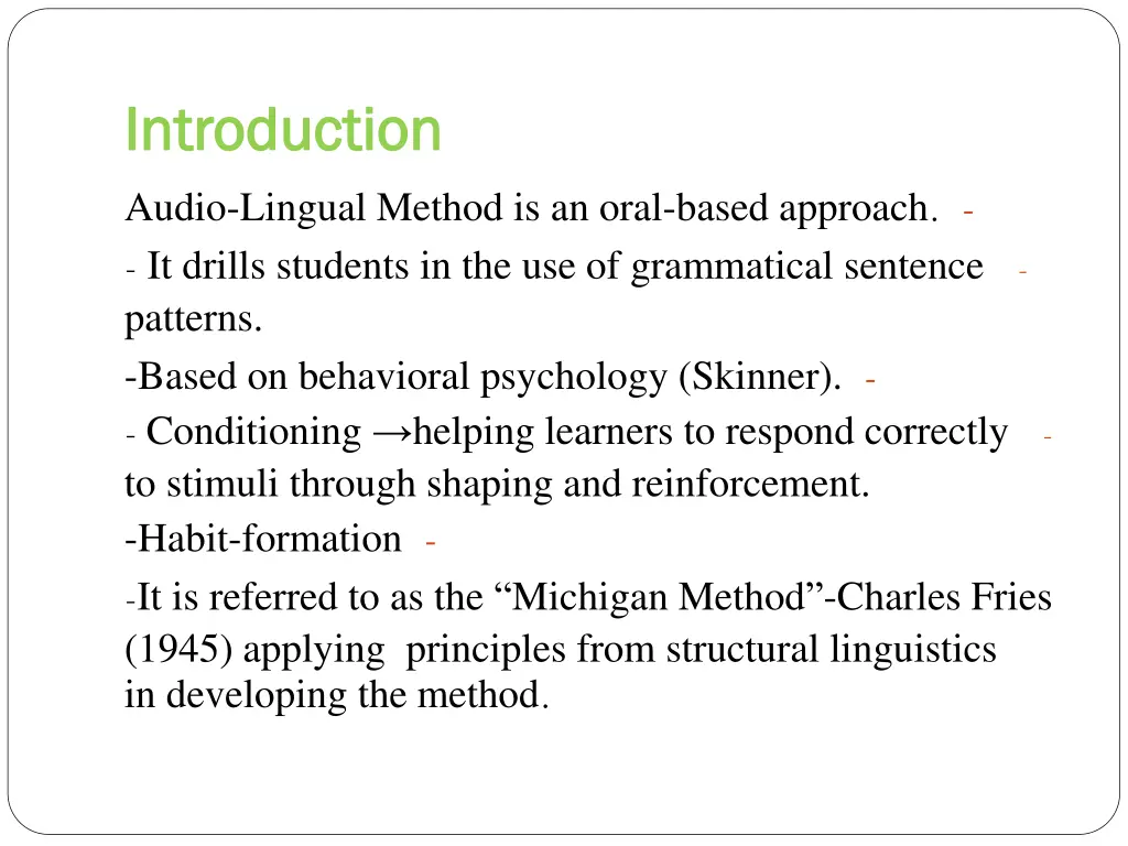 introduction introduction audio lingual method