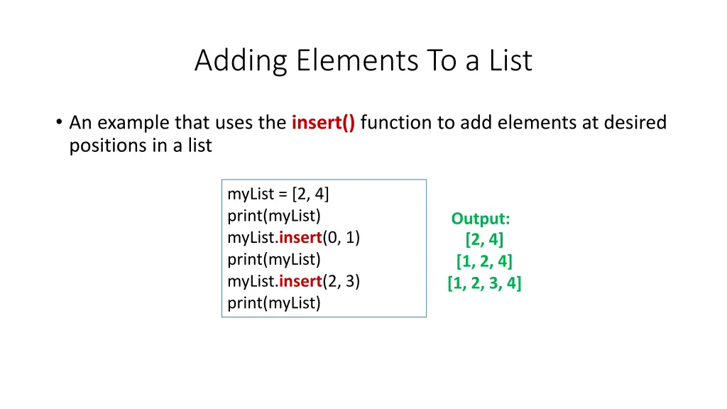 adding elements to a list 5