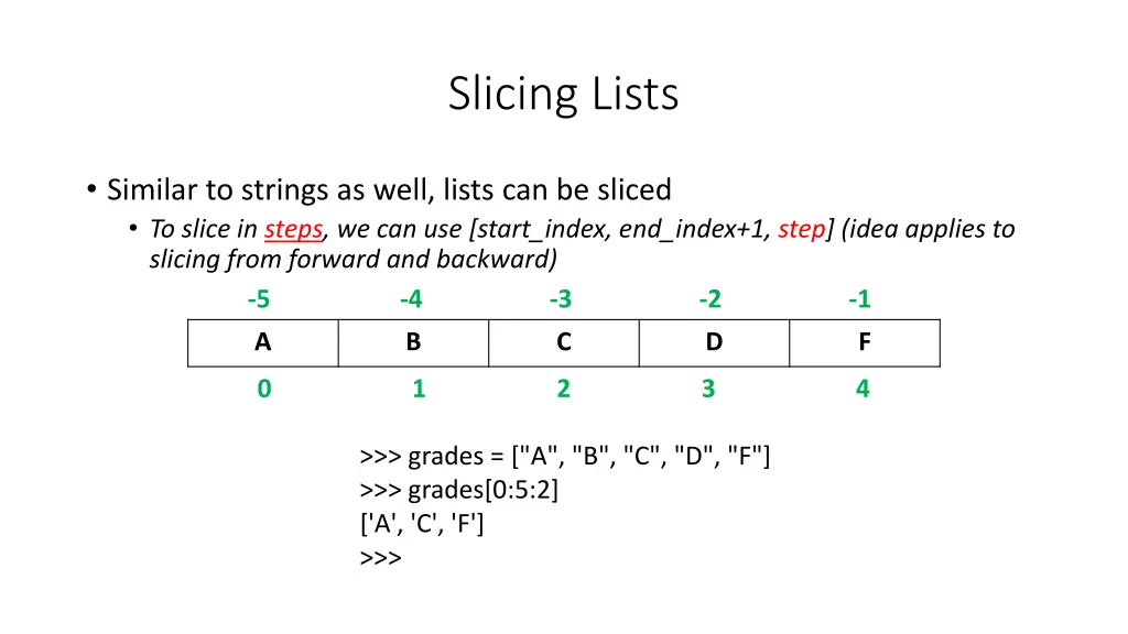 slicing lists 8