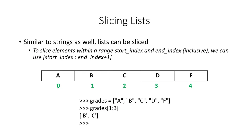 slicing lists