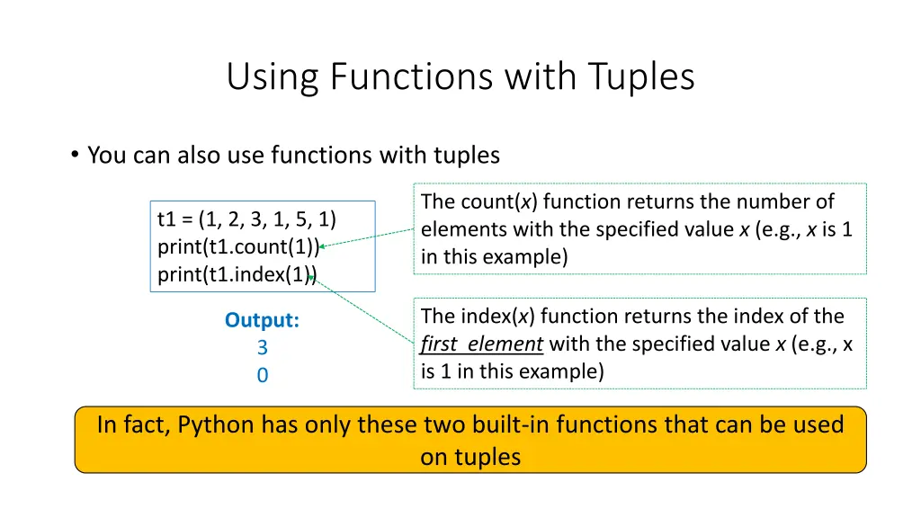 using functions with tuples