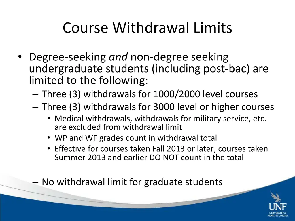 course withdrawal limits