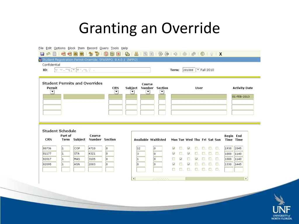 granting an override