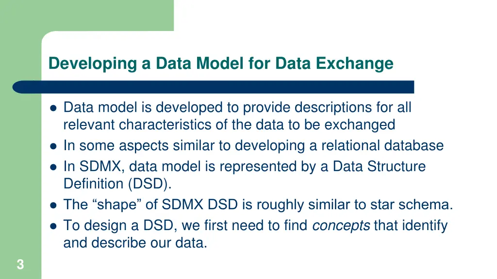 developing a data model for data exchange