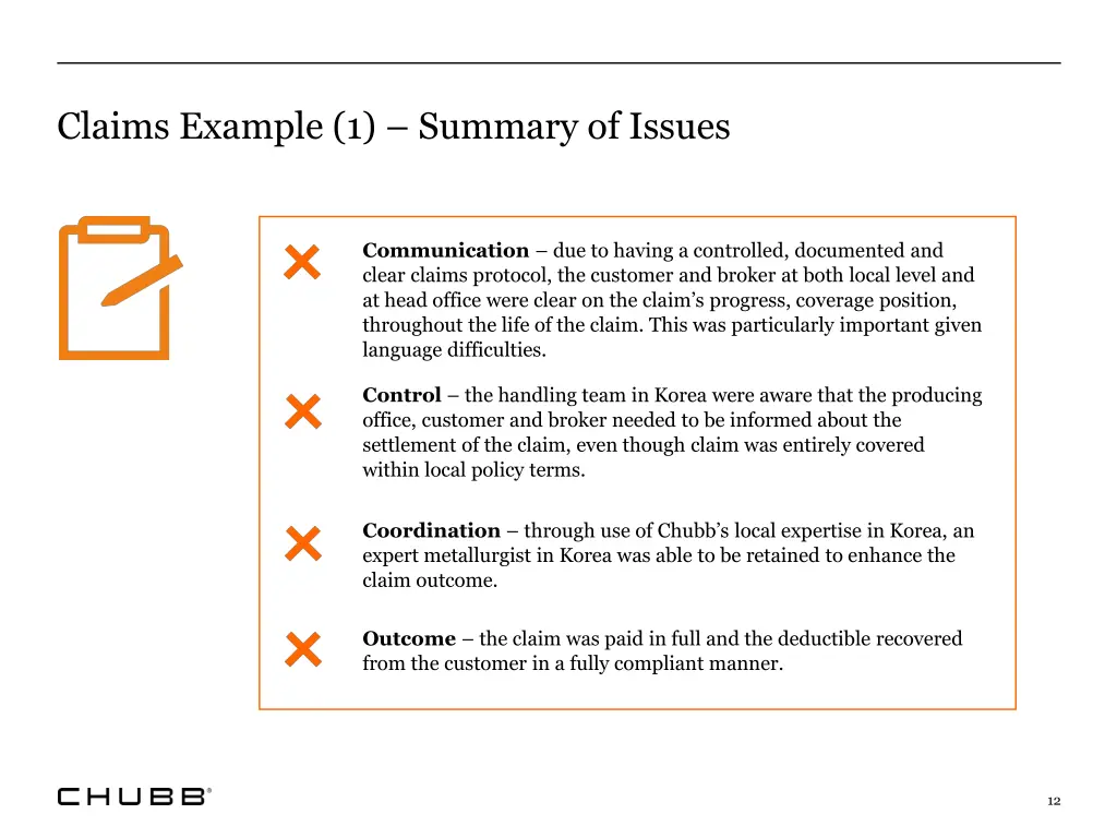 claims example 1 summary of issues