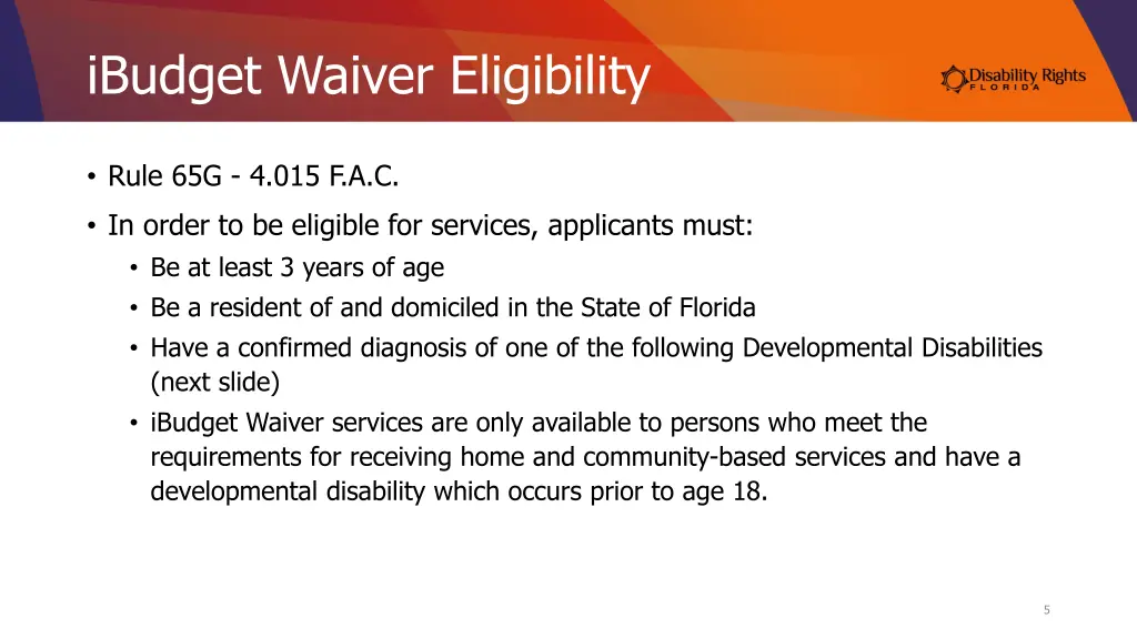 ibudget waiver eligibility