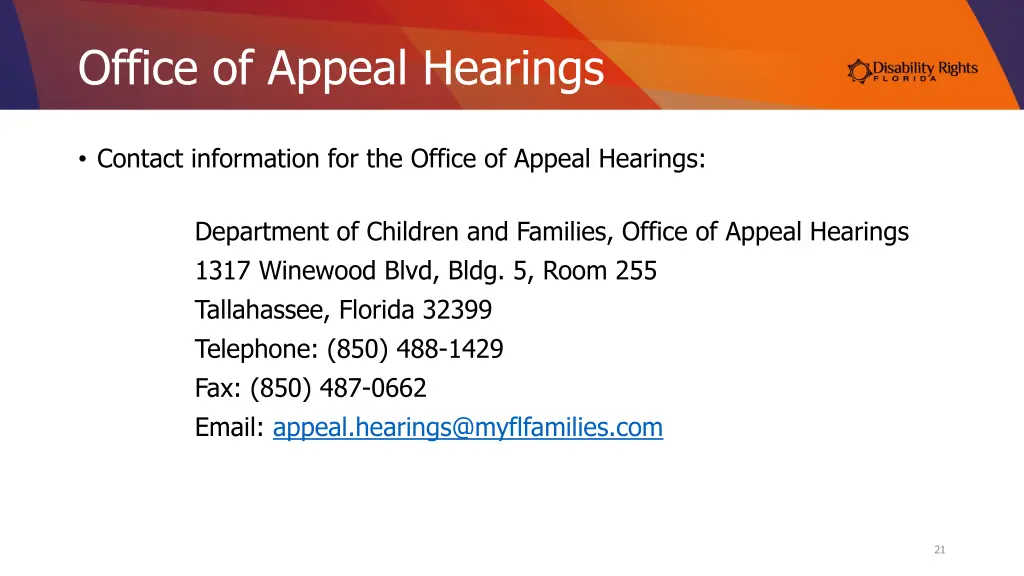 office of appeal hearings