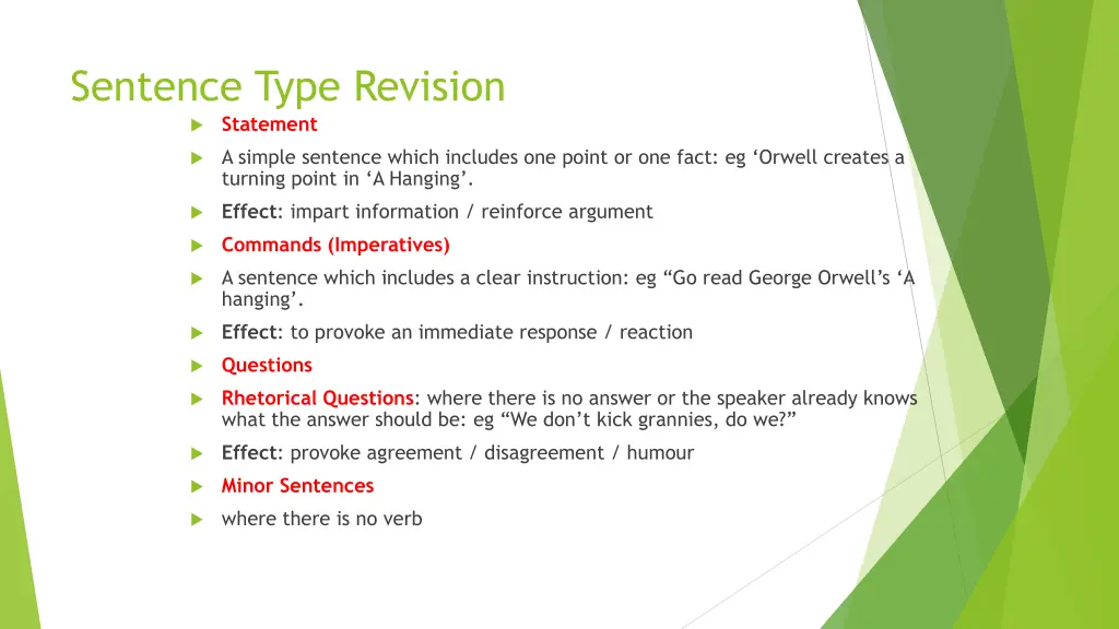 sentence type revision statement