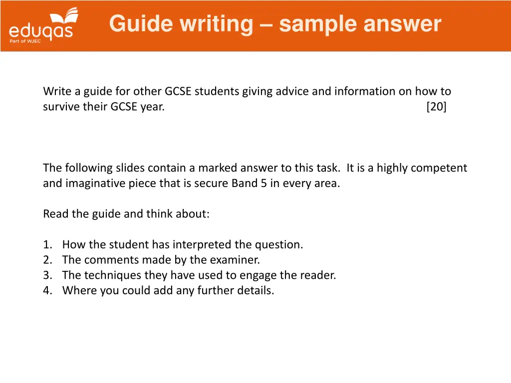 guide writing sample answer