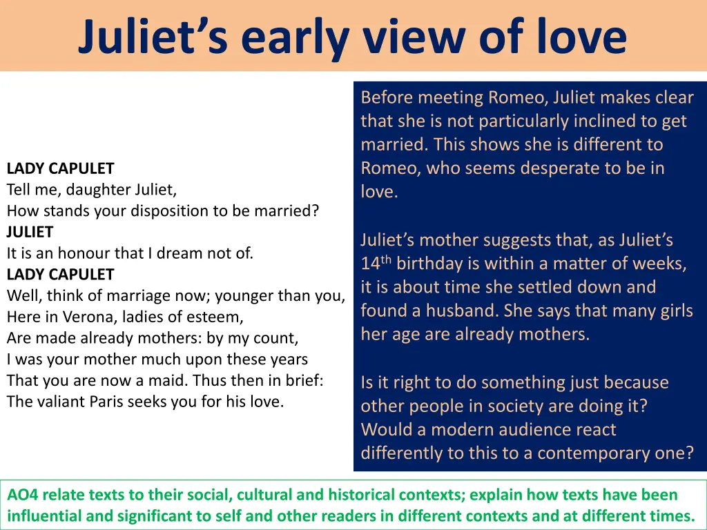 juliet s early view of love