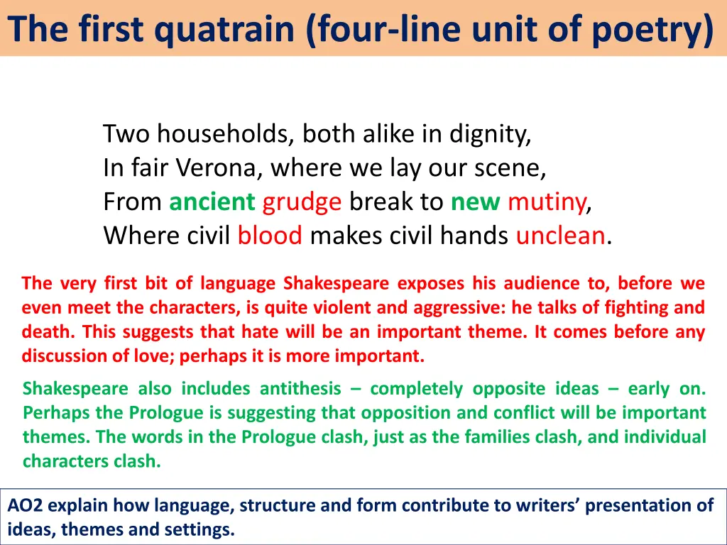 the first quatrain four line unit of poetry 1