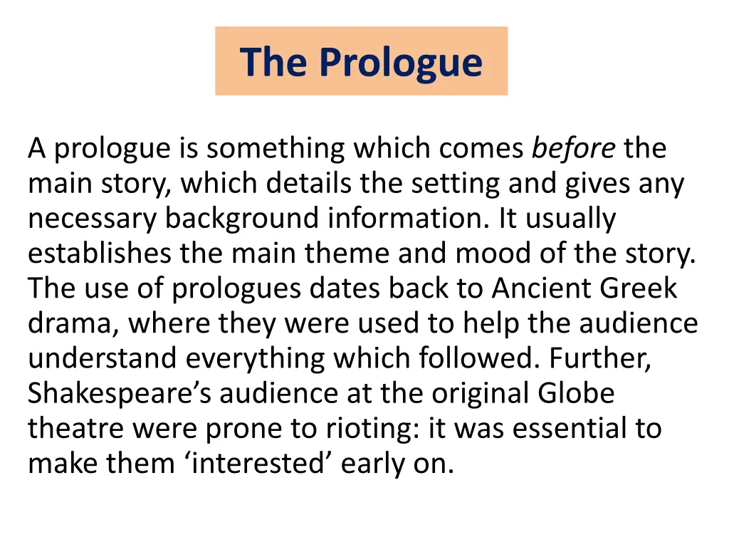 the prologue