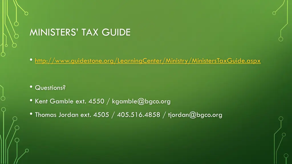 ministers tax guide