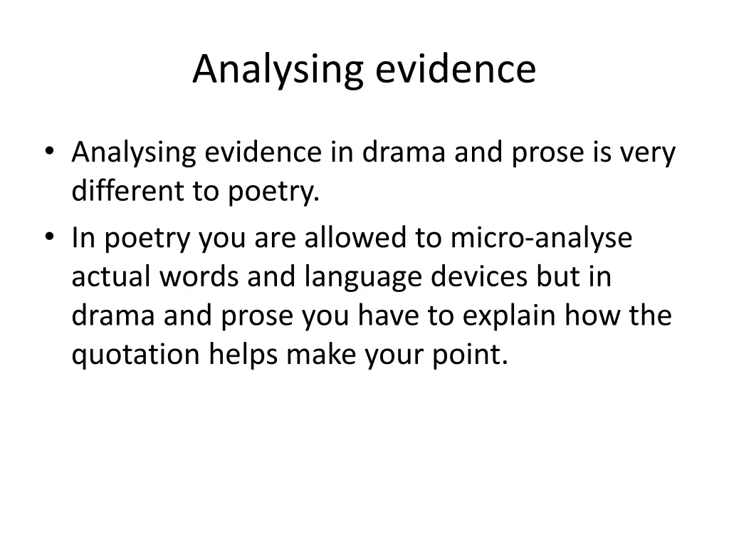 analysing evidence