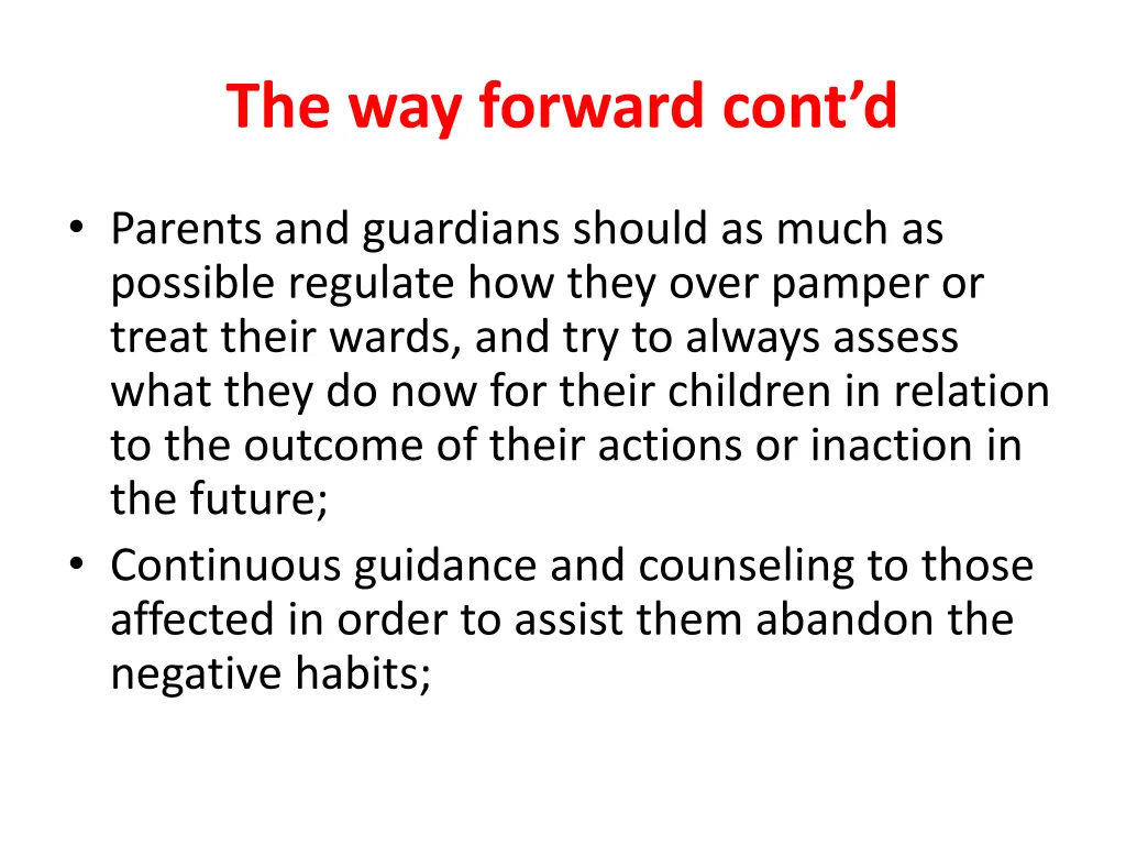 the way forward cont d 1