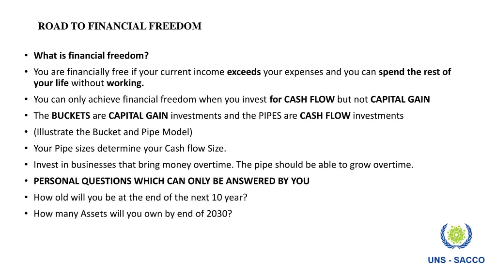 road to financial freedom