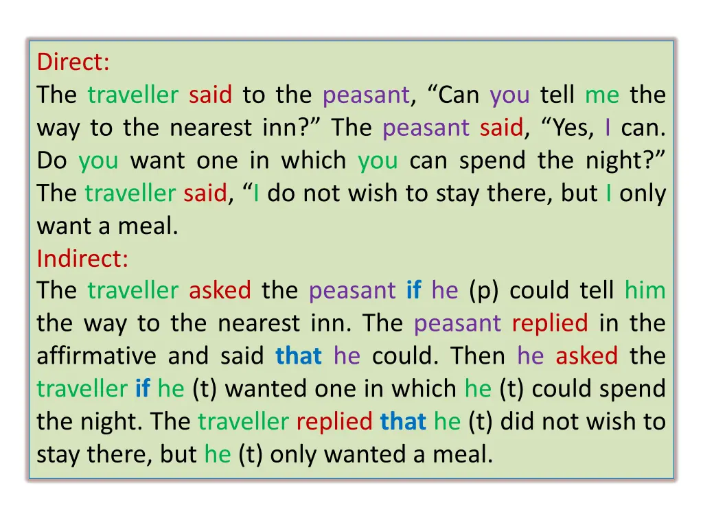 direct the traveller said to the peasant