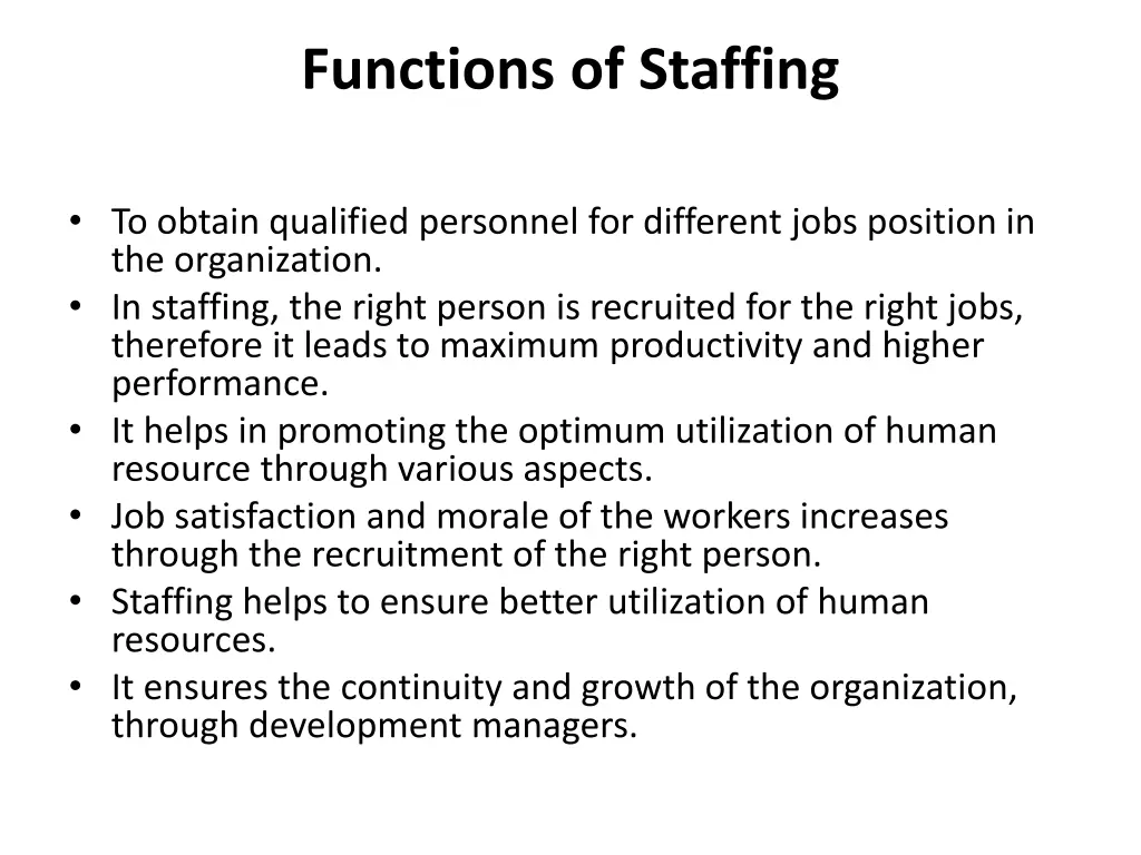 functions of staffing