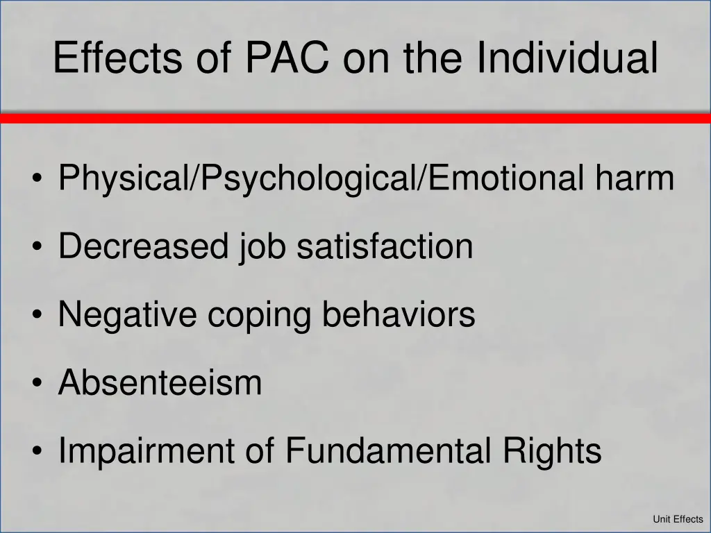 effects of pac on the individual