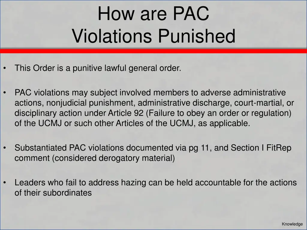 how are pac violations punished