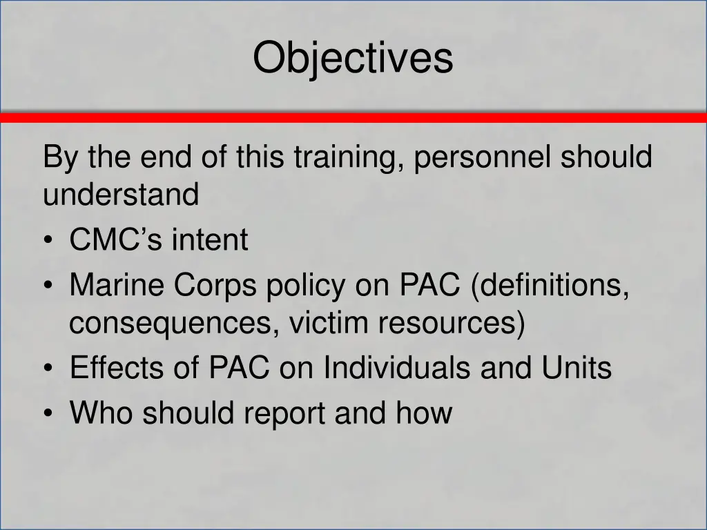 objectives