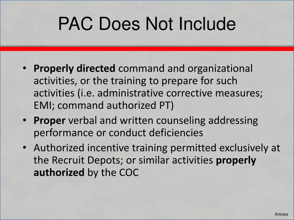 pac does not include