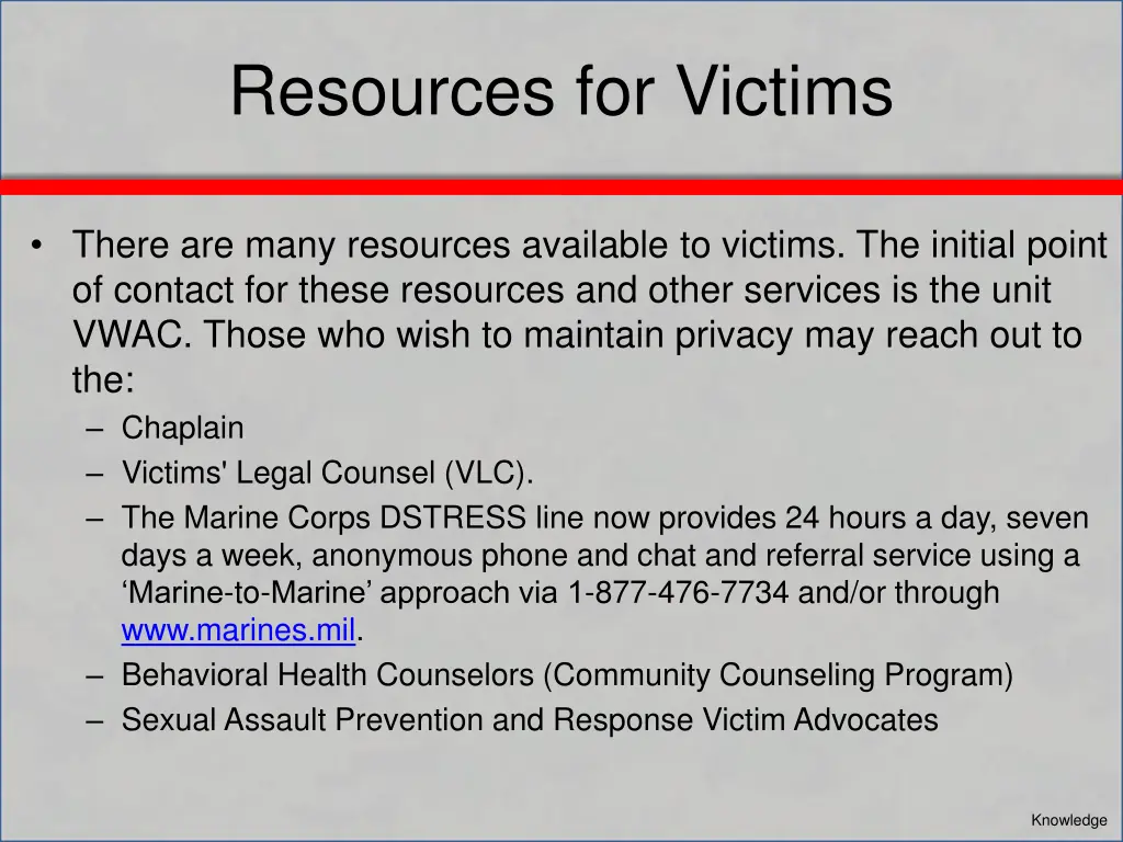 resources for victims