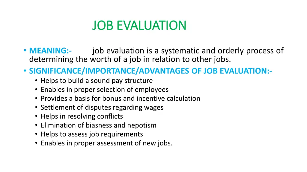 job evaluation job evaluation