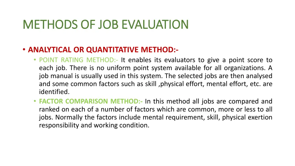 methods of job evaluation methods