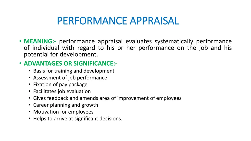 performance appraisal performance appraisal