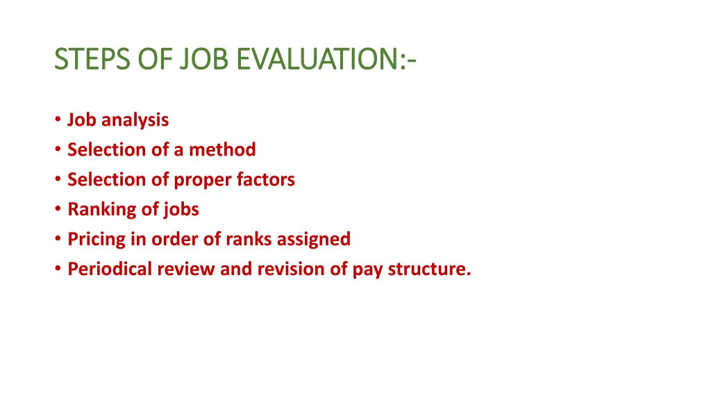 steps of job evaluation steps of job evaluation