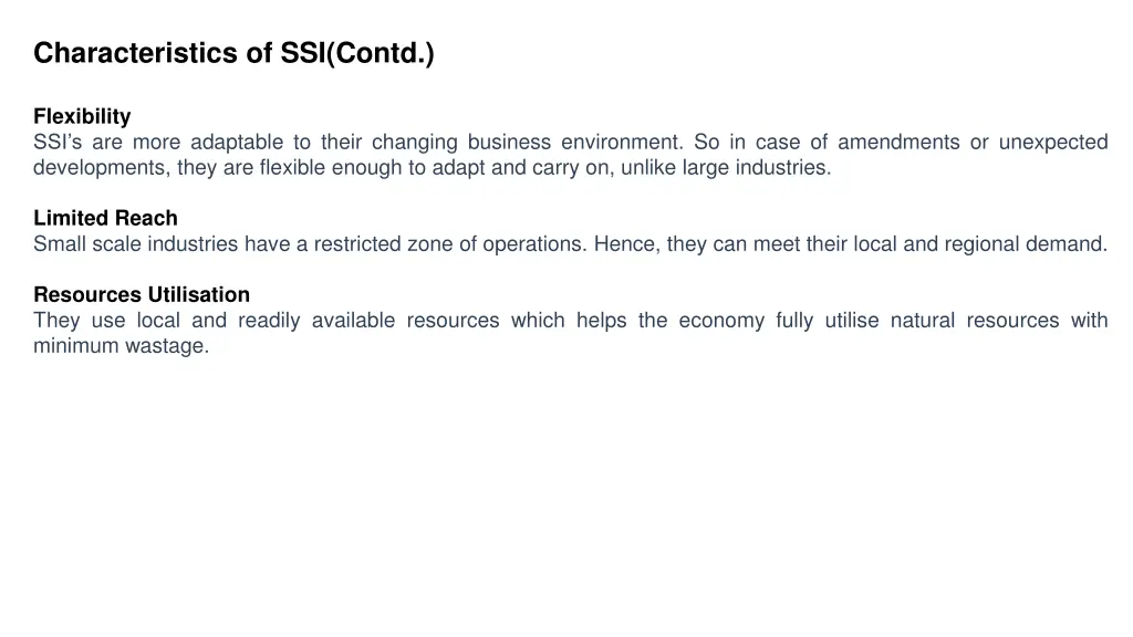 characteristics of ssi contd