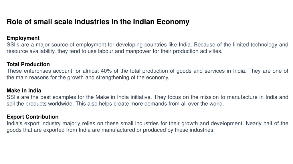 role of small scale industries in the indian